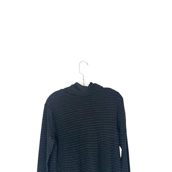 J. Jill Wearever Collection Shirt Cowl Neck Long Sleeve Black Striped Small - Picture 7 of 11